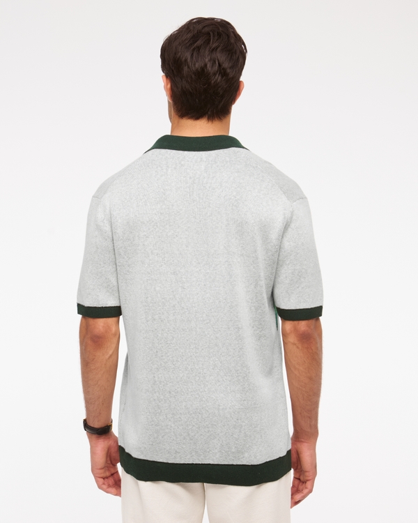 Argyle Johnny Collar Sweater Polo