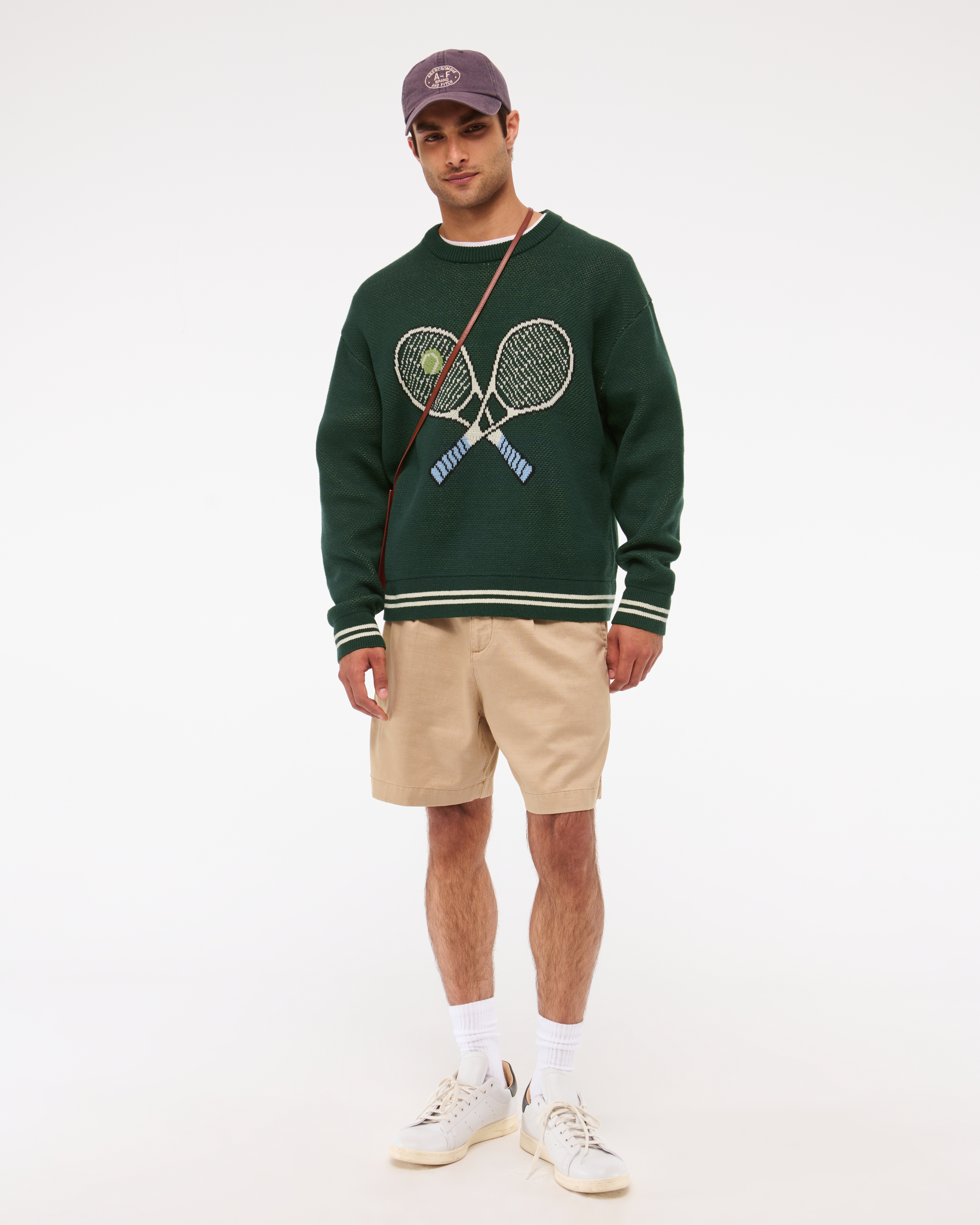 Men's Oversized Tennis Racket Graphic Crew Sweater | Men's