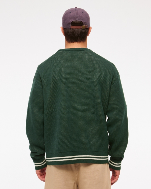 Oversized Tennis Racket Graphic Crew Sweater