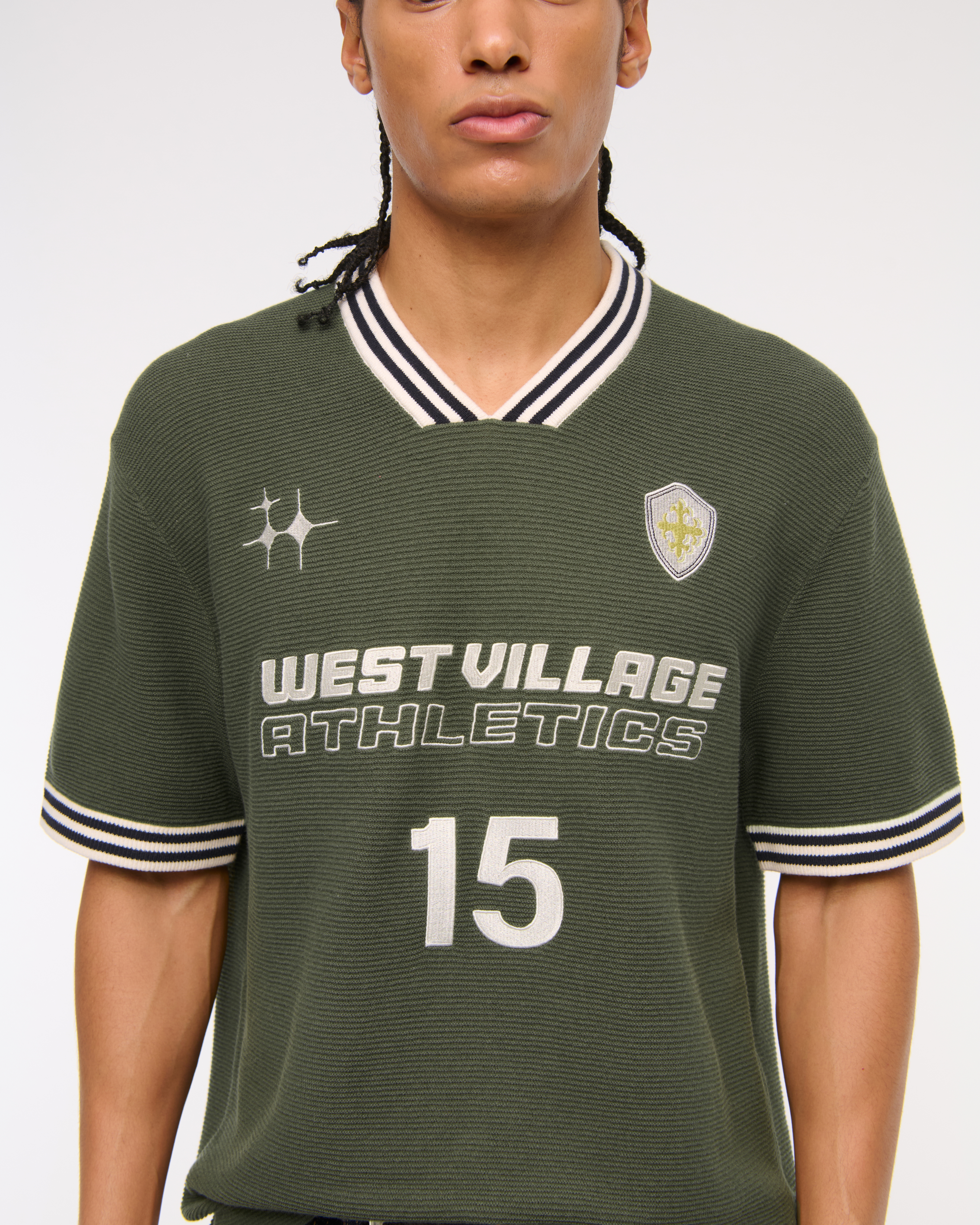 Мужские свитеры Abercrombie & Fitch West Village Soccer Jersey-Inspired Sweater — фото 3