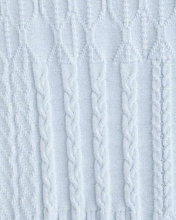 Cable Patchwork Johnny Collar Sweater Polo