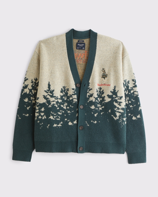 Budweiser Cardigan, White Print view 1