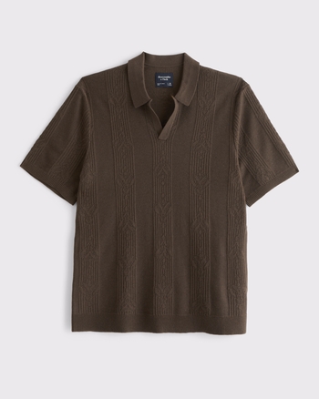 Textural Striped Johnny Collar Sweater Polo from Abercrombie & Fitch - $44.99