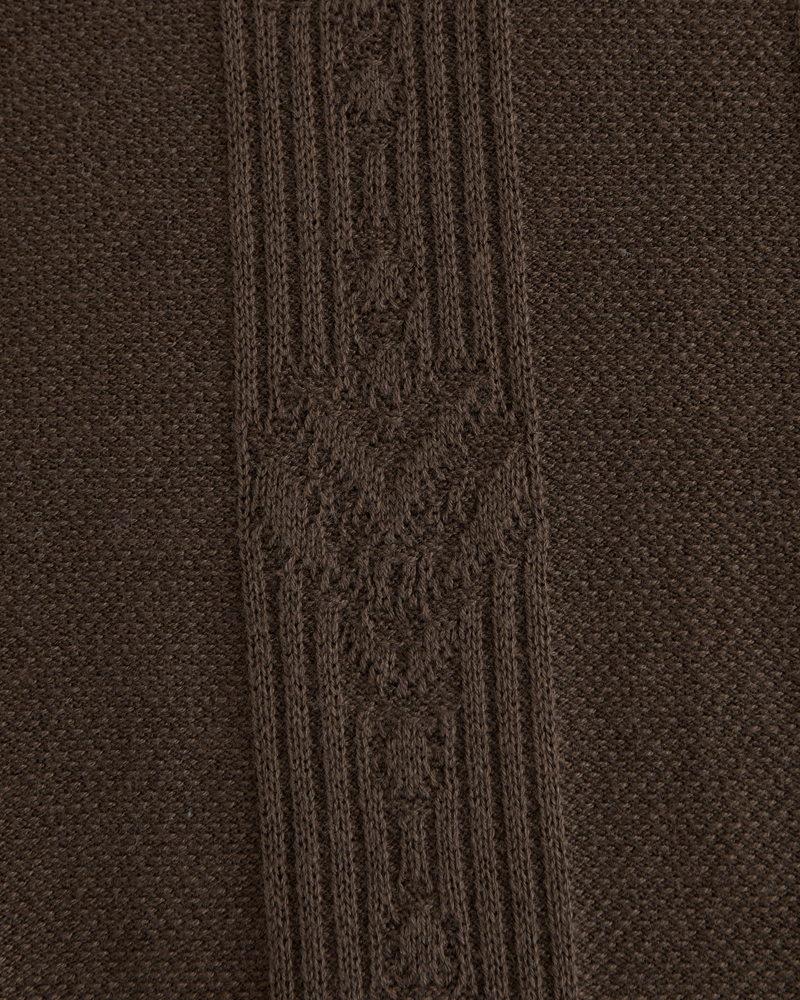 Textural Striped Johnny Collar Sweater Polo