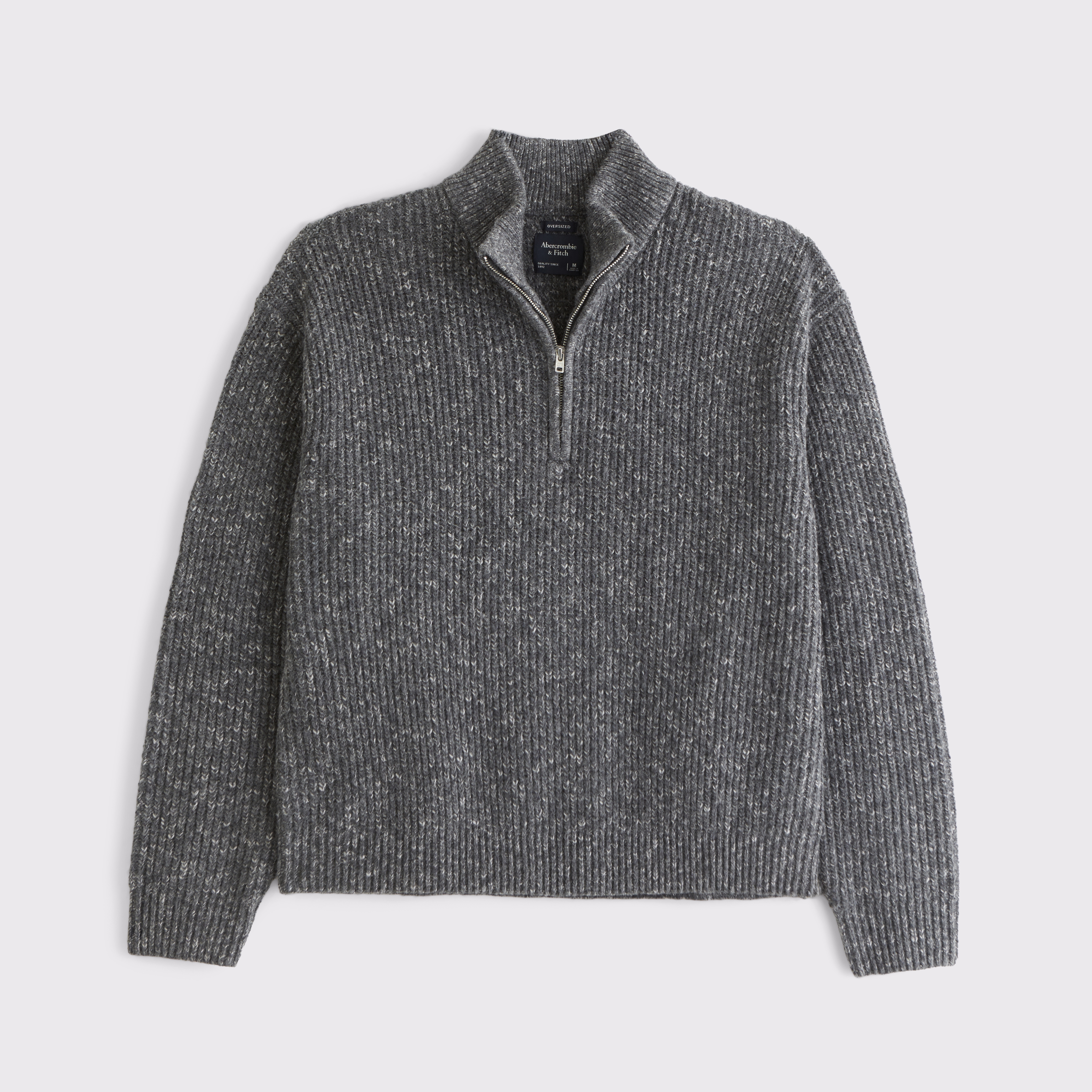 Abercrombie & Fitch A&f Essential Half-zip Sweater In Gray