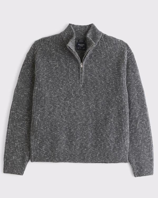 A&F Essential Half-Zip Sweater, Dark Gray view 1