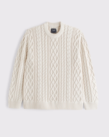 Oversized Cable Crew Sweater from Abercrombie & Fitch - $69.99