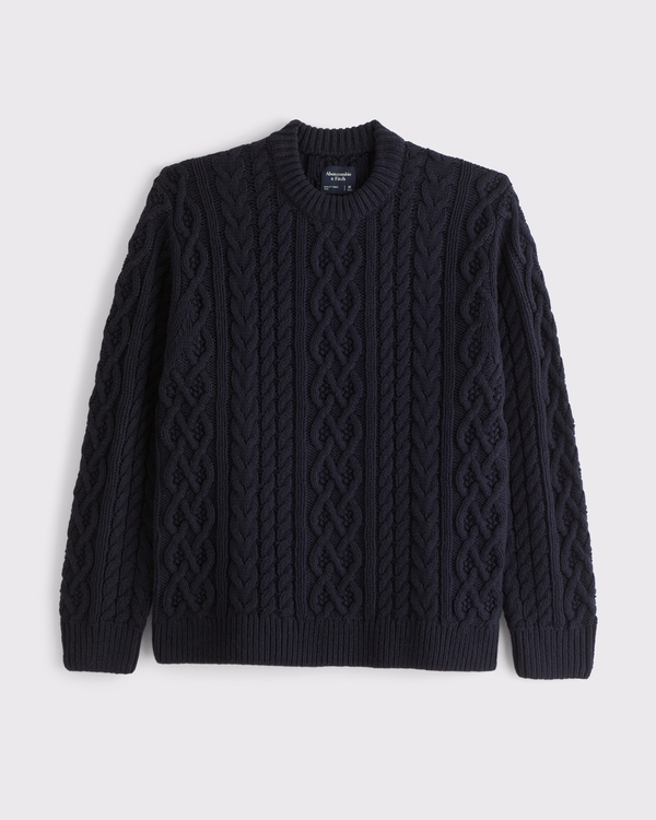 Oversized Cable Crew Sweater