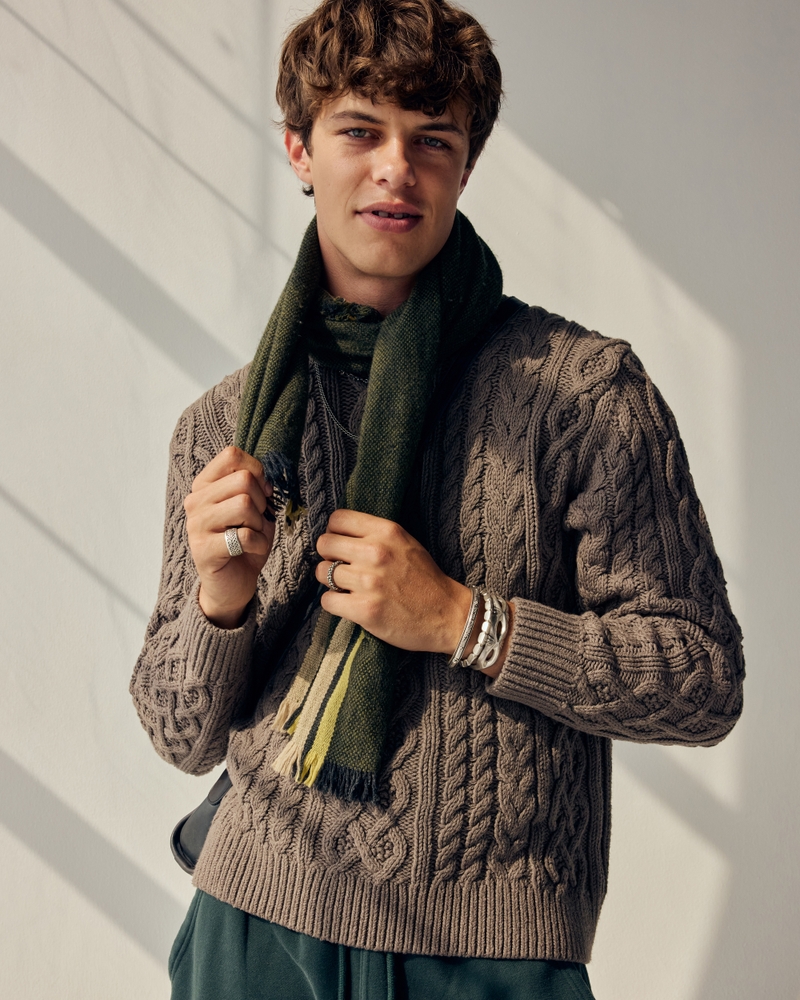 Oversized Cable Crew Sweater