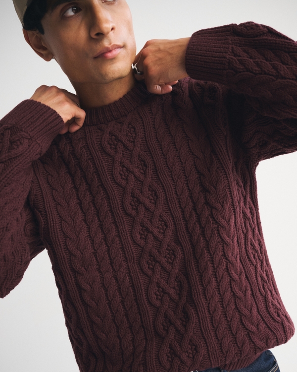 Oversized Cable Crew Sweater