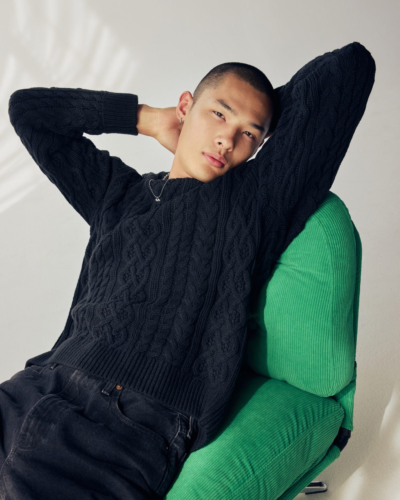 Oversized Cable Crew Sweater