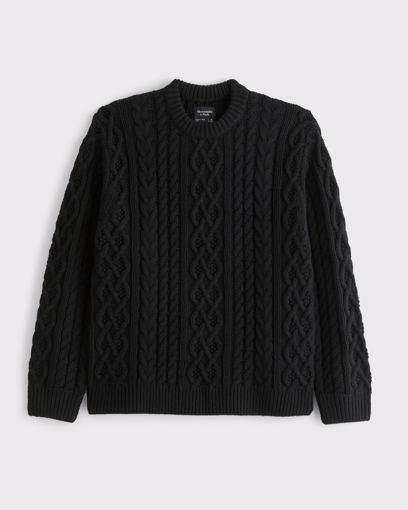 Oversized Cable Crew Sweater