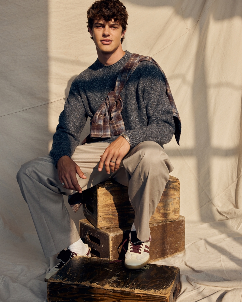 Oversized Waffle Crew Sweater