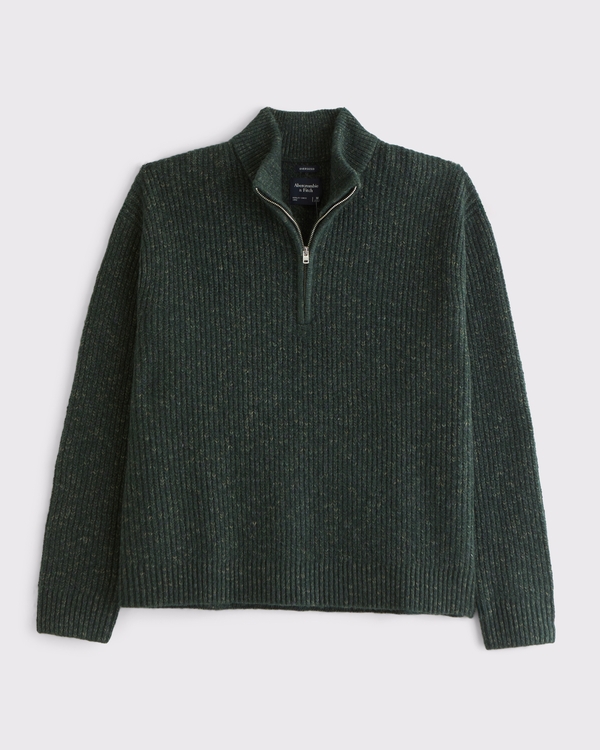 A&F Essential Half-Zip Sweater, Deep Green view 1