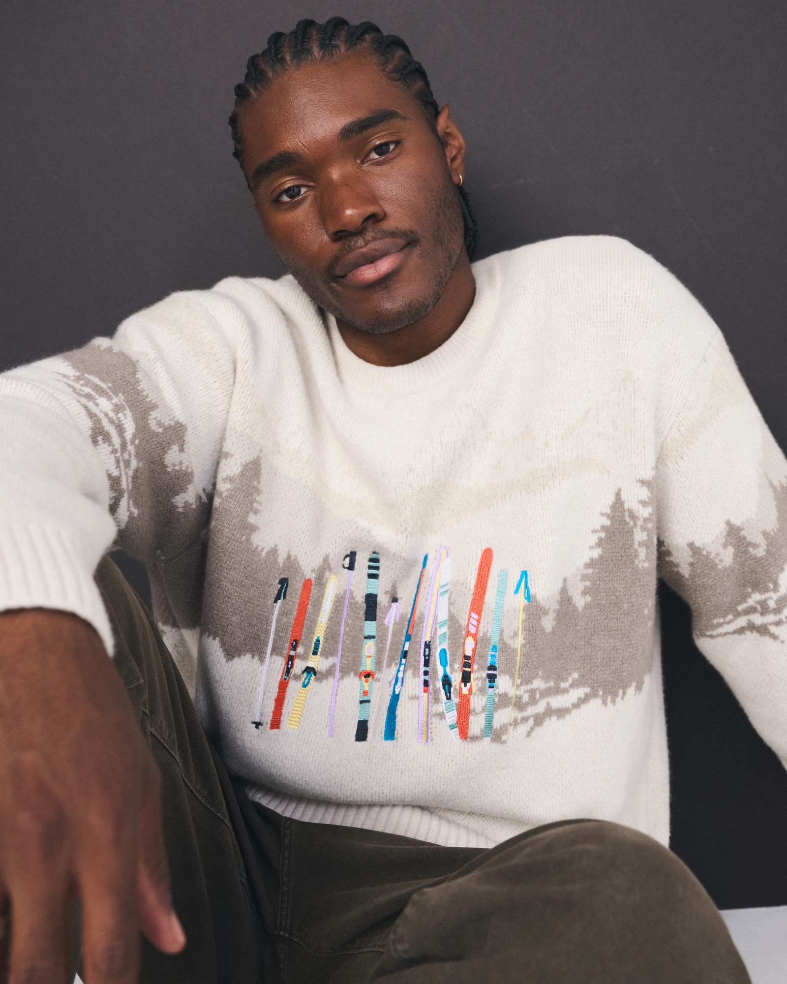 Oversized Western Graphic Crew Sweater