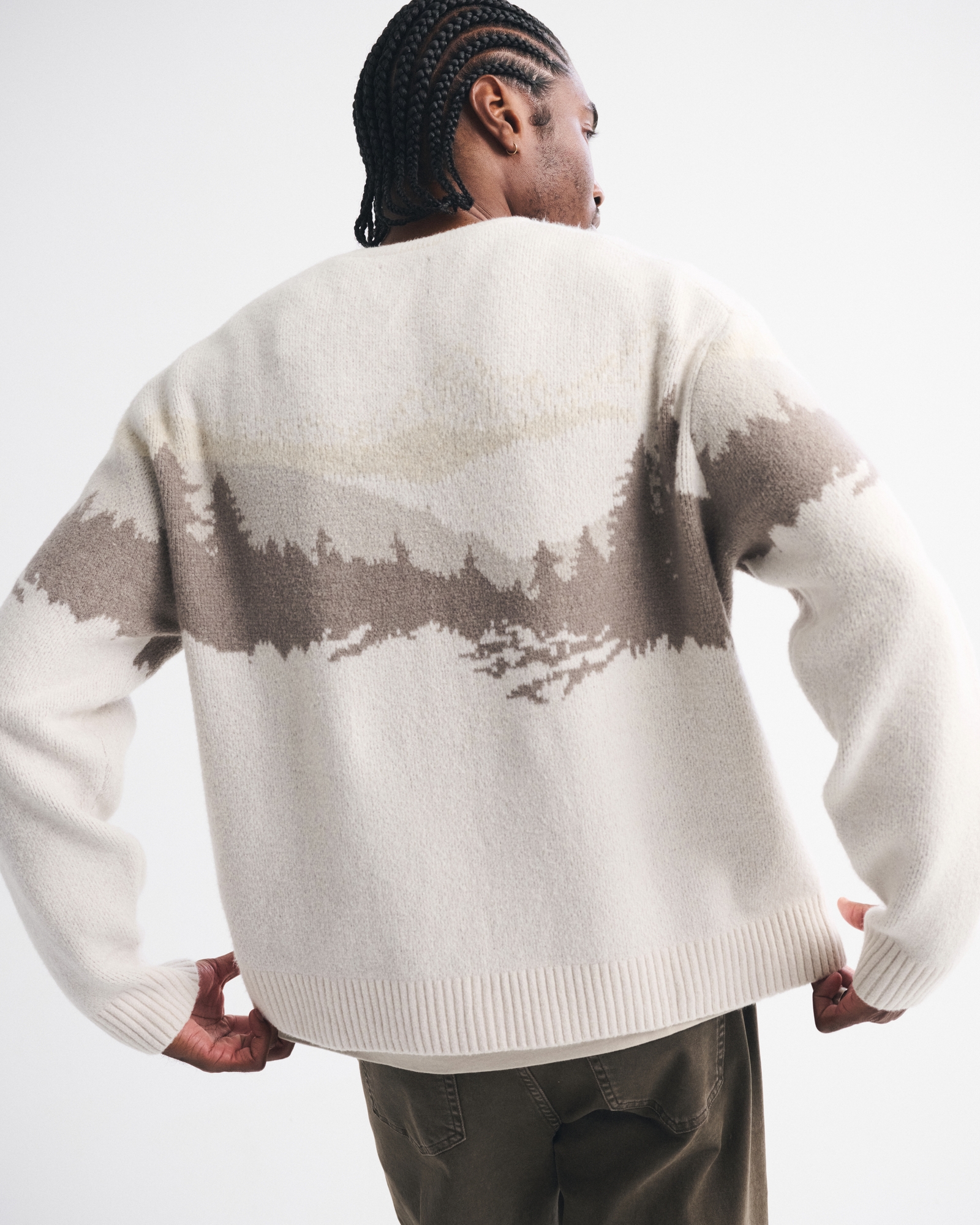 Oversized Western Graphic Crew Sweater