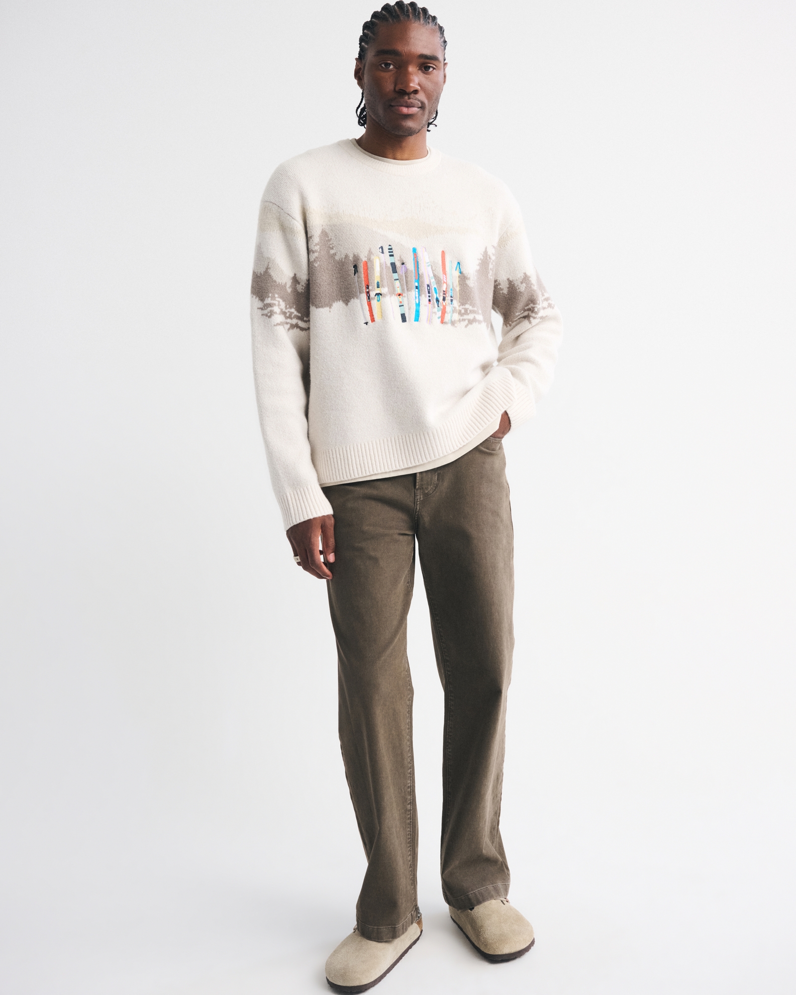 Oversized Holiday Graphic Crew Sweater