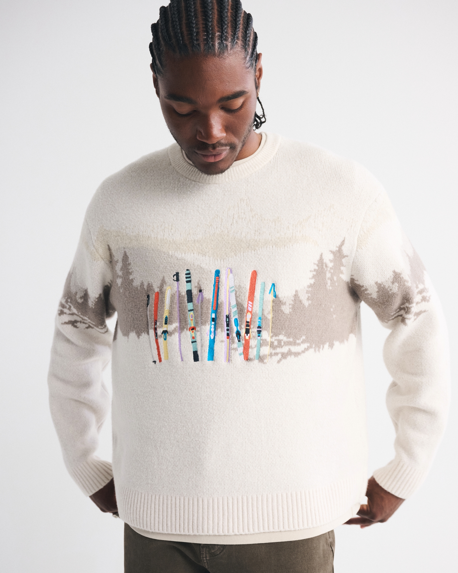 Oversized Holiday Graphic Crew Sweater