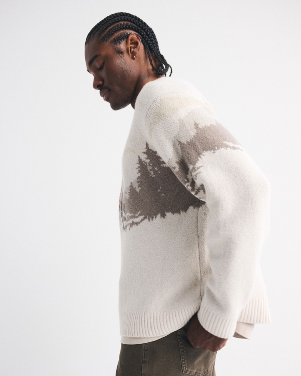 Oversized Ski Graphic Crew Sweater