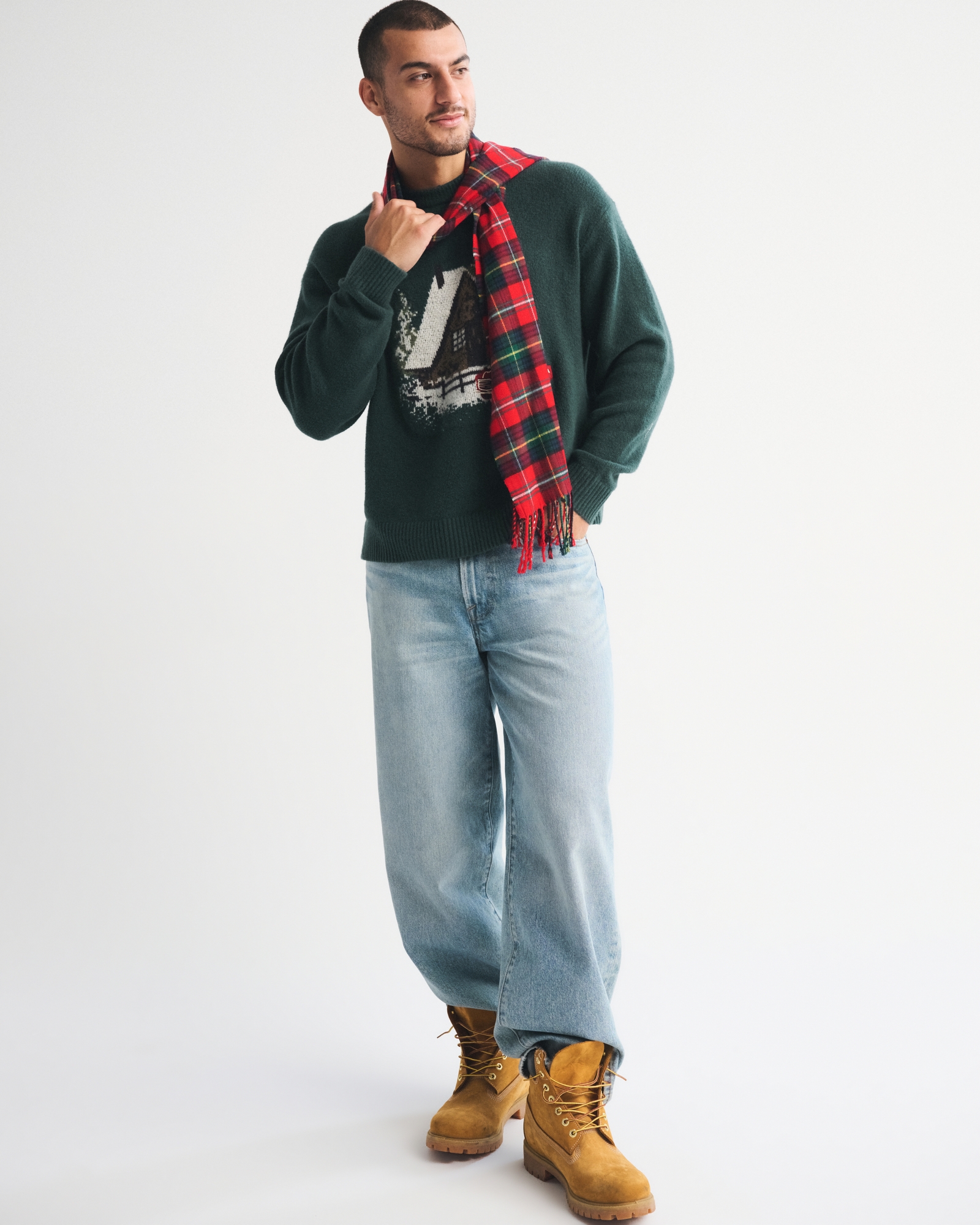 Oversized Holiday Graphic Crew Sweater