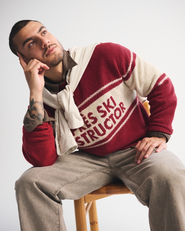 Oversized Ski Graphic Crew Sweater