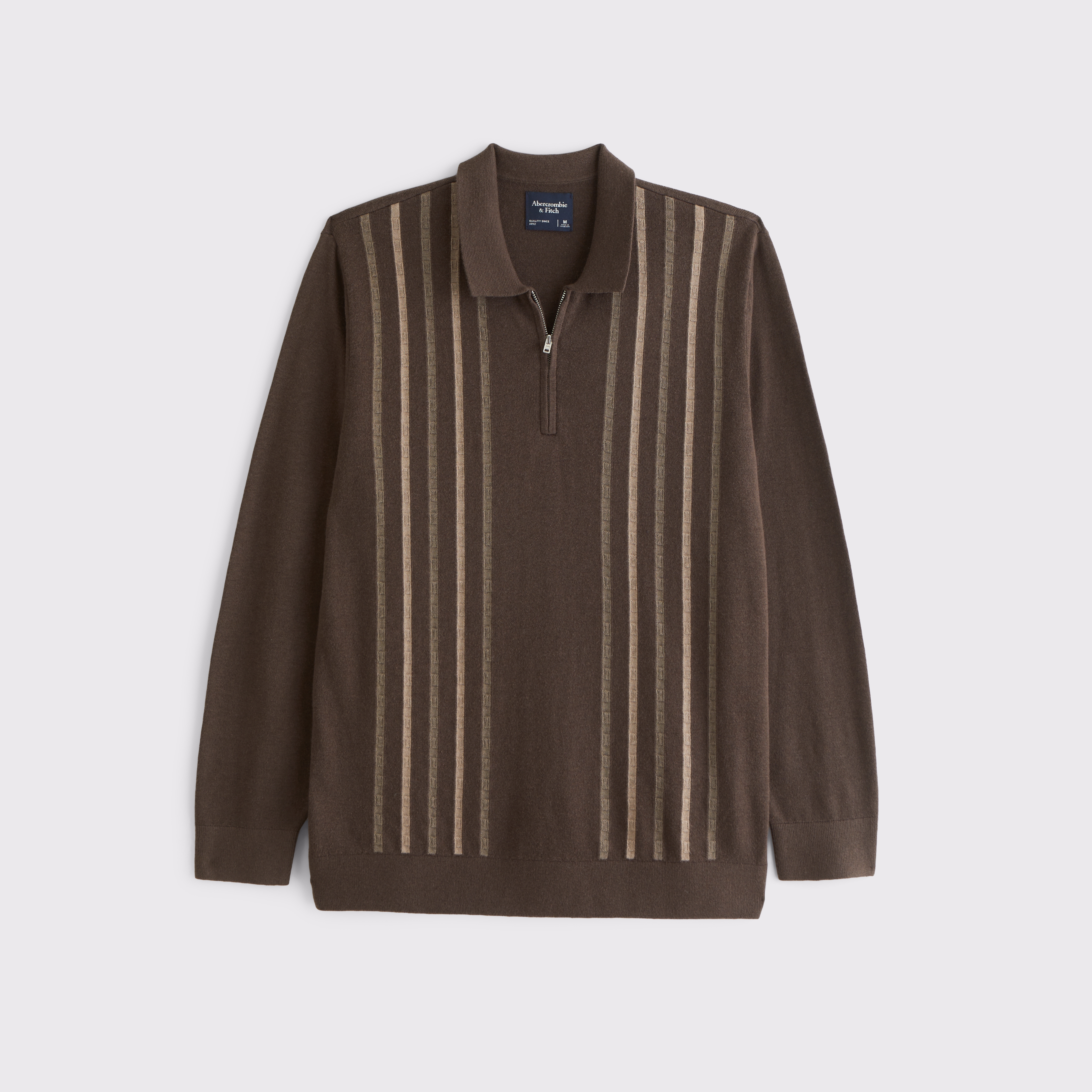 Abercrombie & Fitch Long-sleeve Zip Sweater Polo In Brown