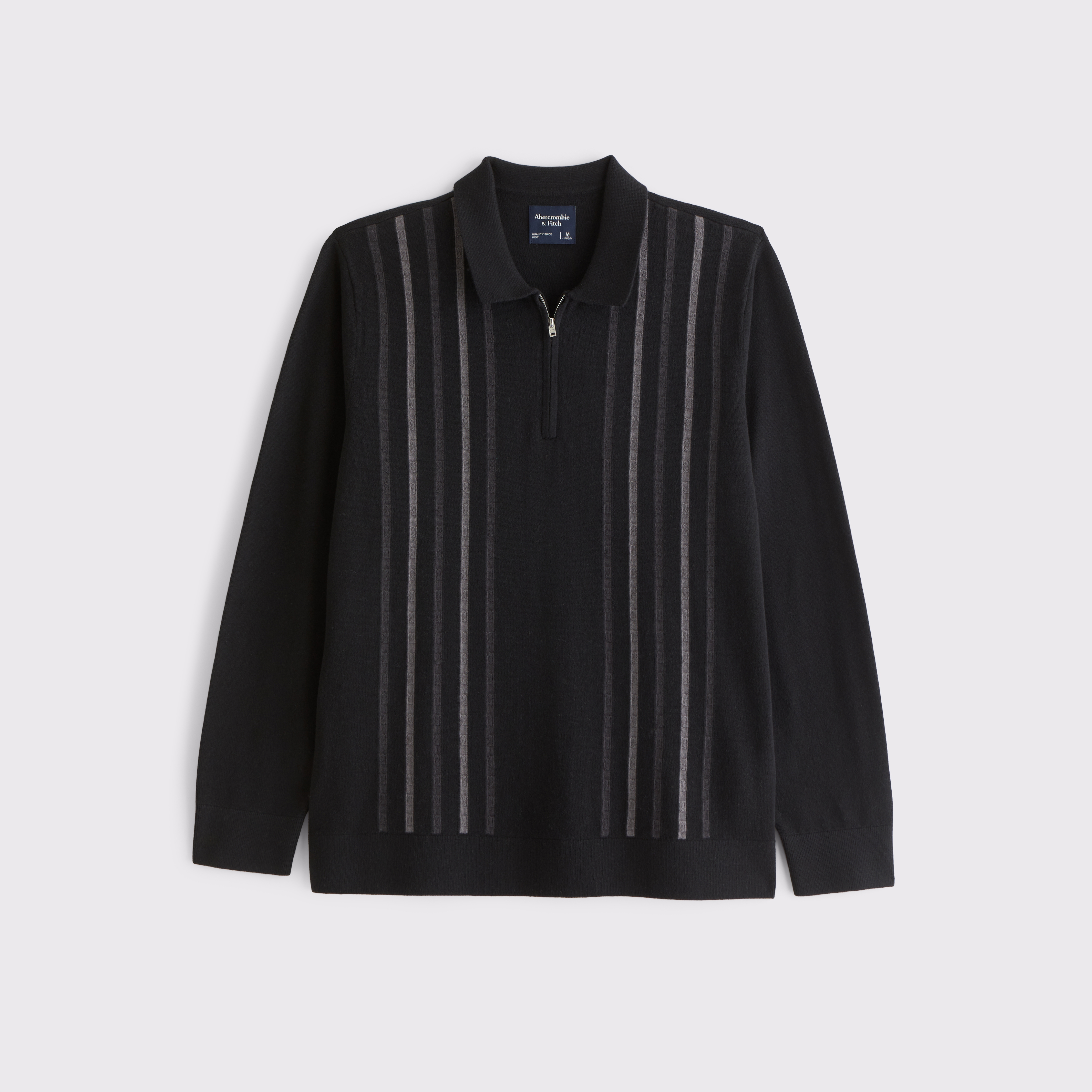 Abercrombie & Fitch Long-sleeve Zip Sweater Polo In Black