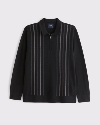 Long-Sleeve Zip Sweater Polo