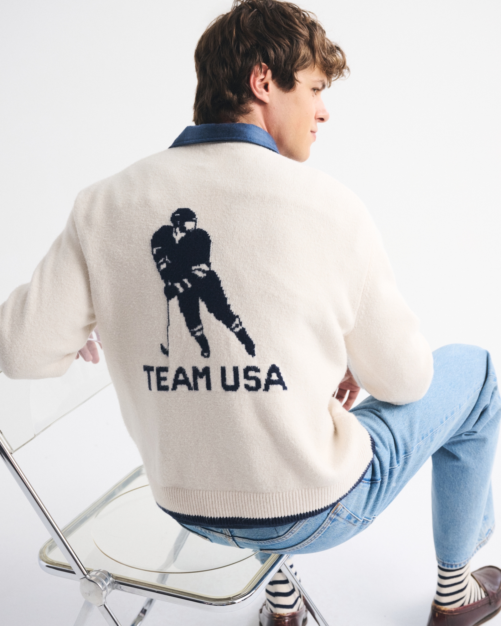 Oversized Olympics Graphic Crew Sweater
