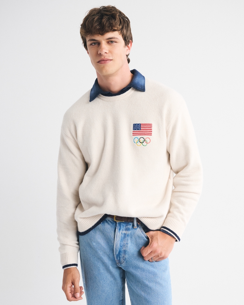 Oversized Olympics Graphic Crew Sweater