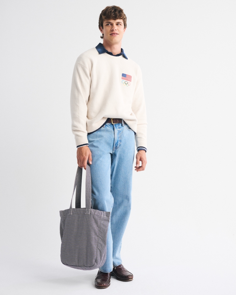 Oversized Olympics Graphic Crew Sweater