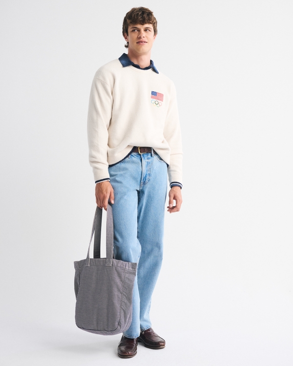 Oversized Olympics Graphic Crew Sweater