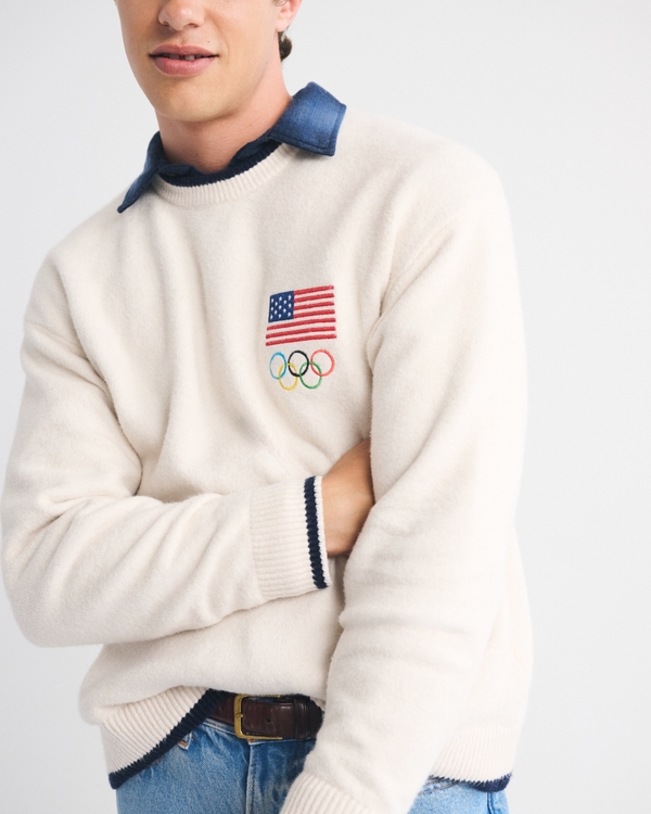 Oversized Olympics Graphic Crew Sweater