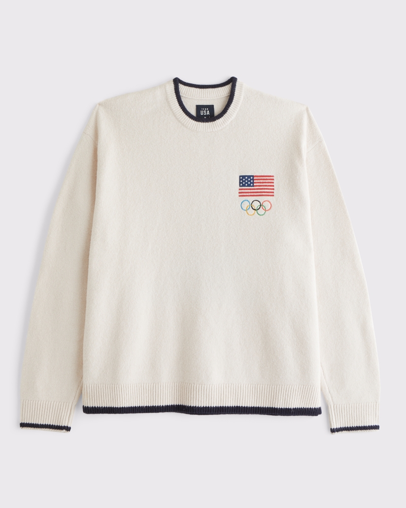 Men's Oversized Olympics Graphic Crew Sweater | Men's Tops