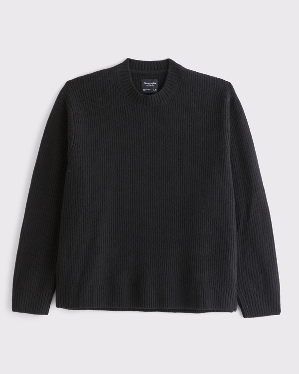 Suéter básico con cuello redondo A&F, Negro view 1