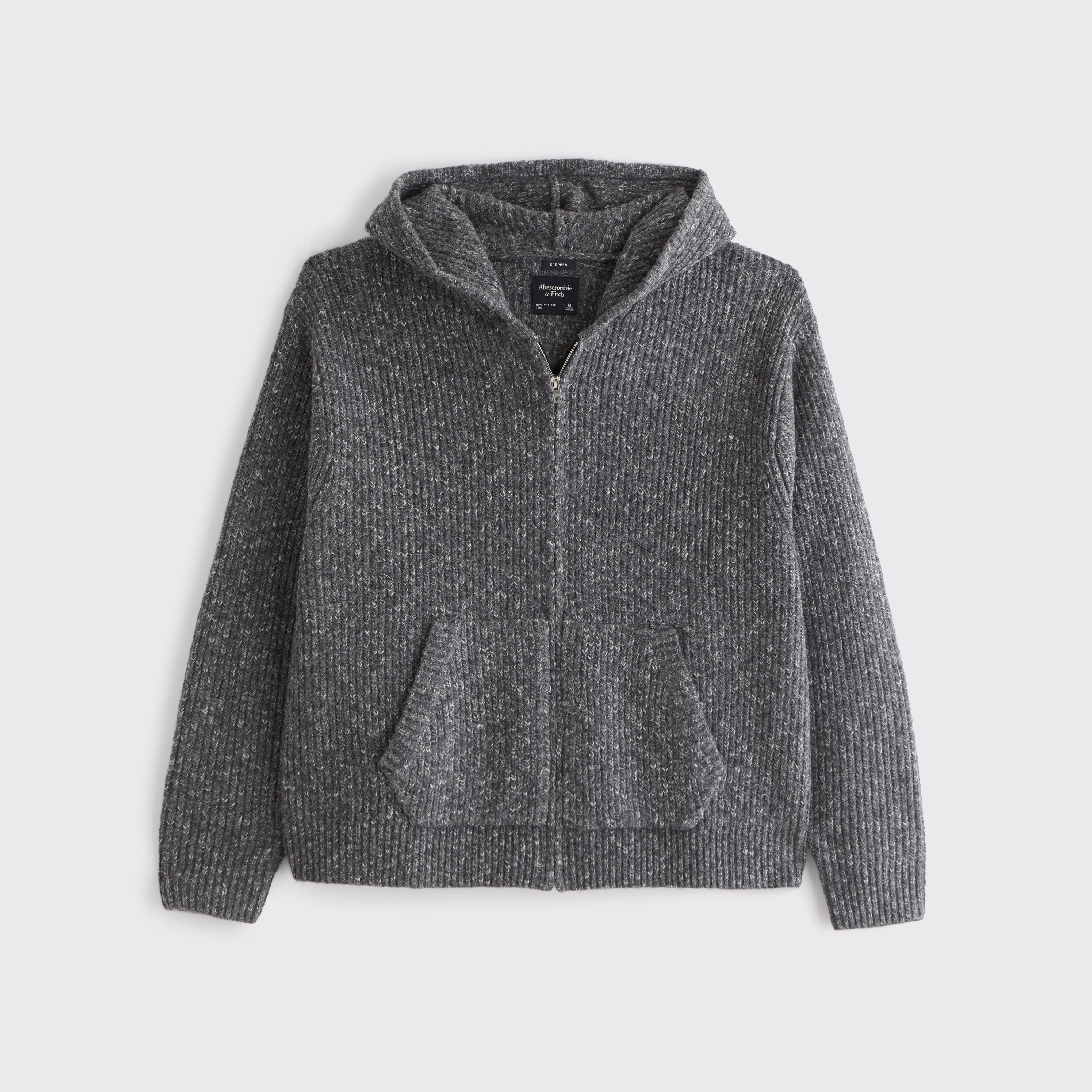 Abercrombie & Fitch Full-zip Hooded Sweater In Gray