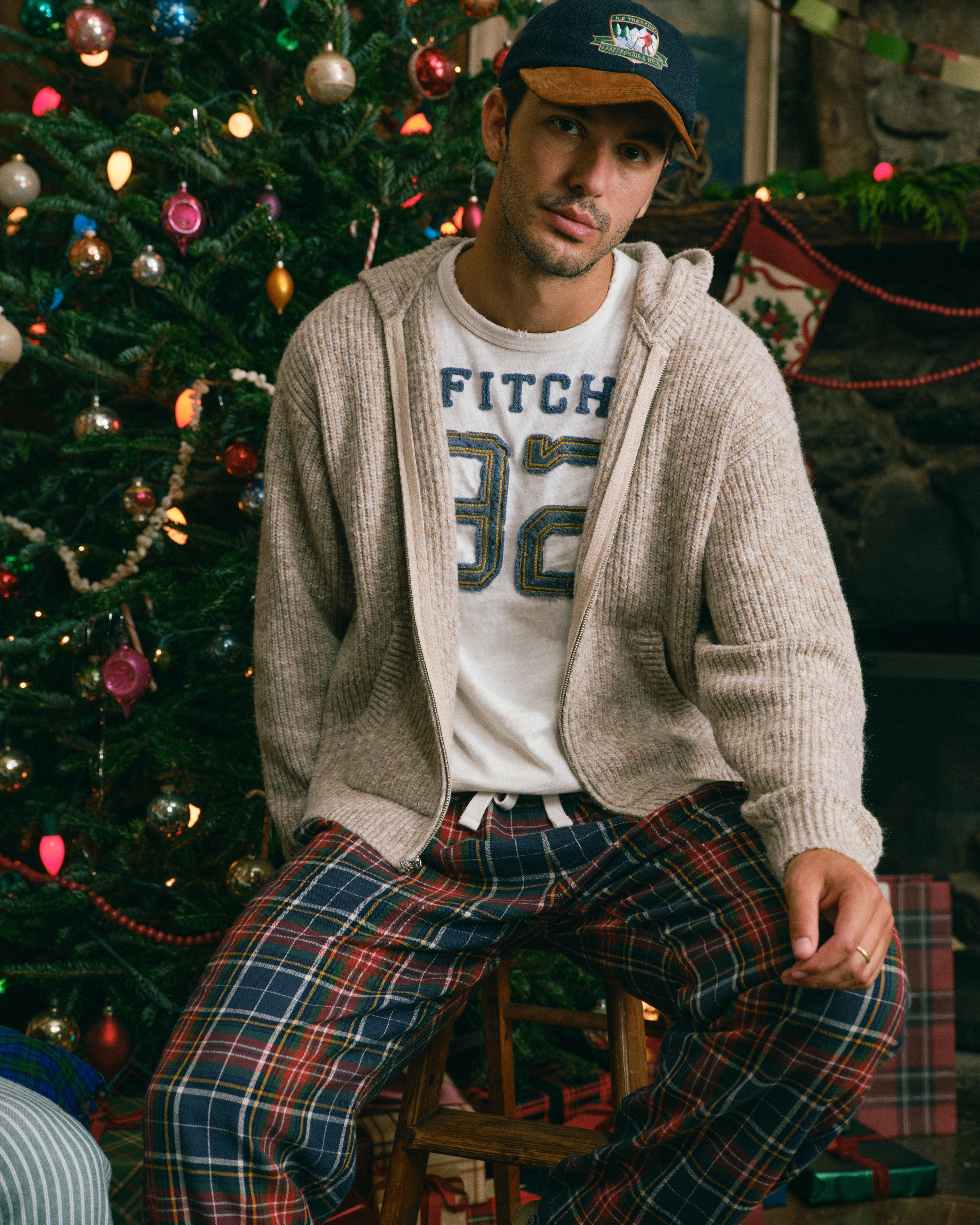 Abercrombie & Fitch Full-zip Hooded Sweater In Brown