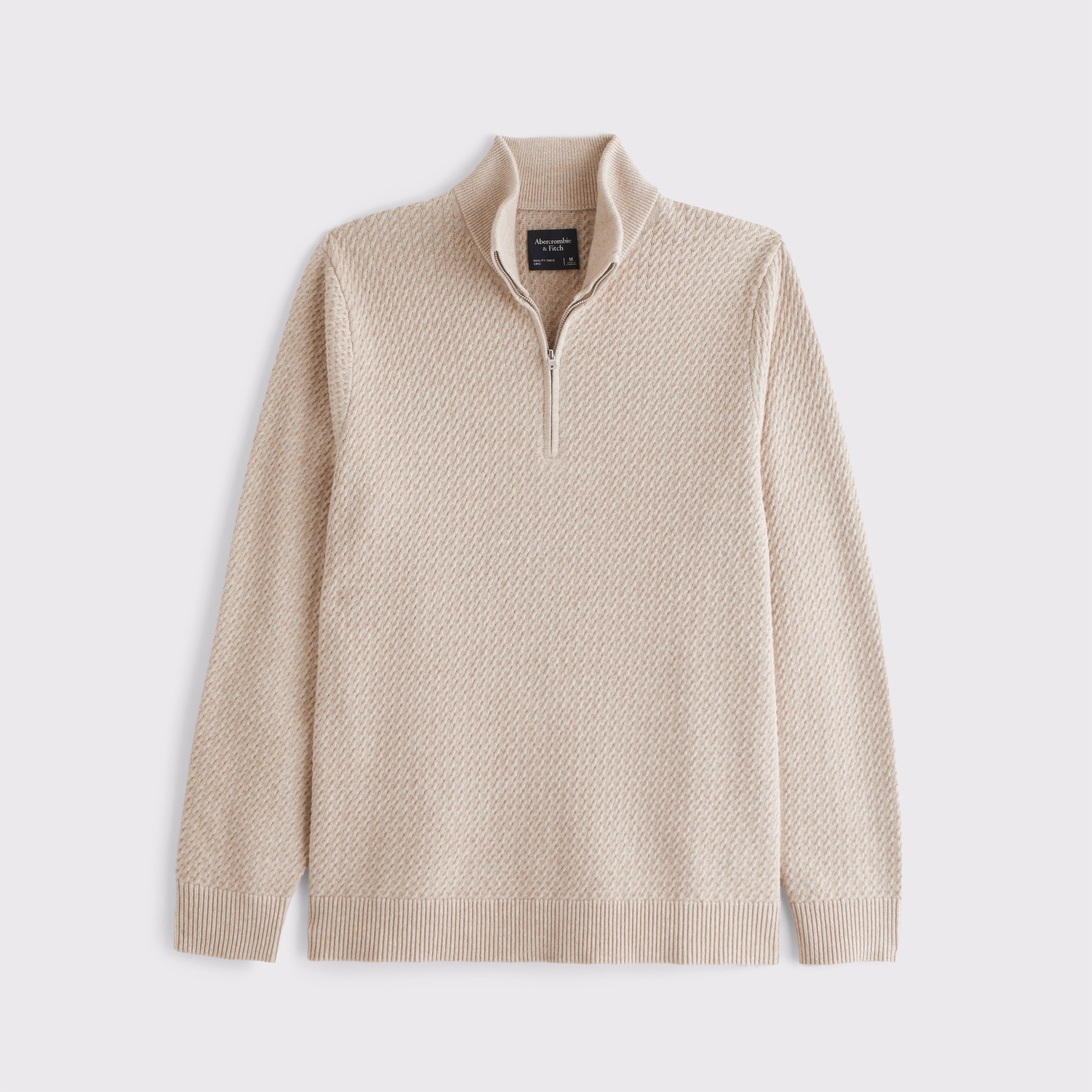 Abercrombie & Fitch Cable Quarter-zip Sweater In Brown