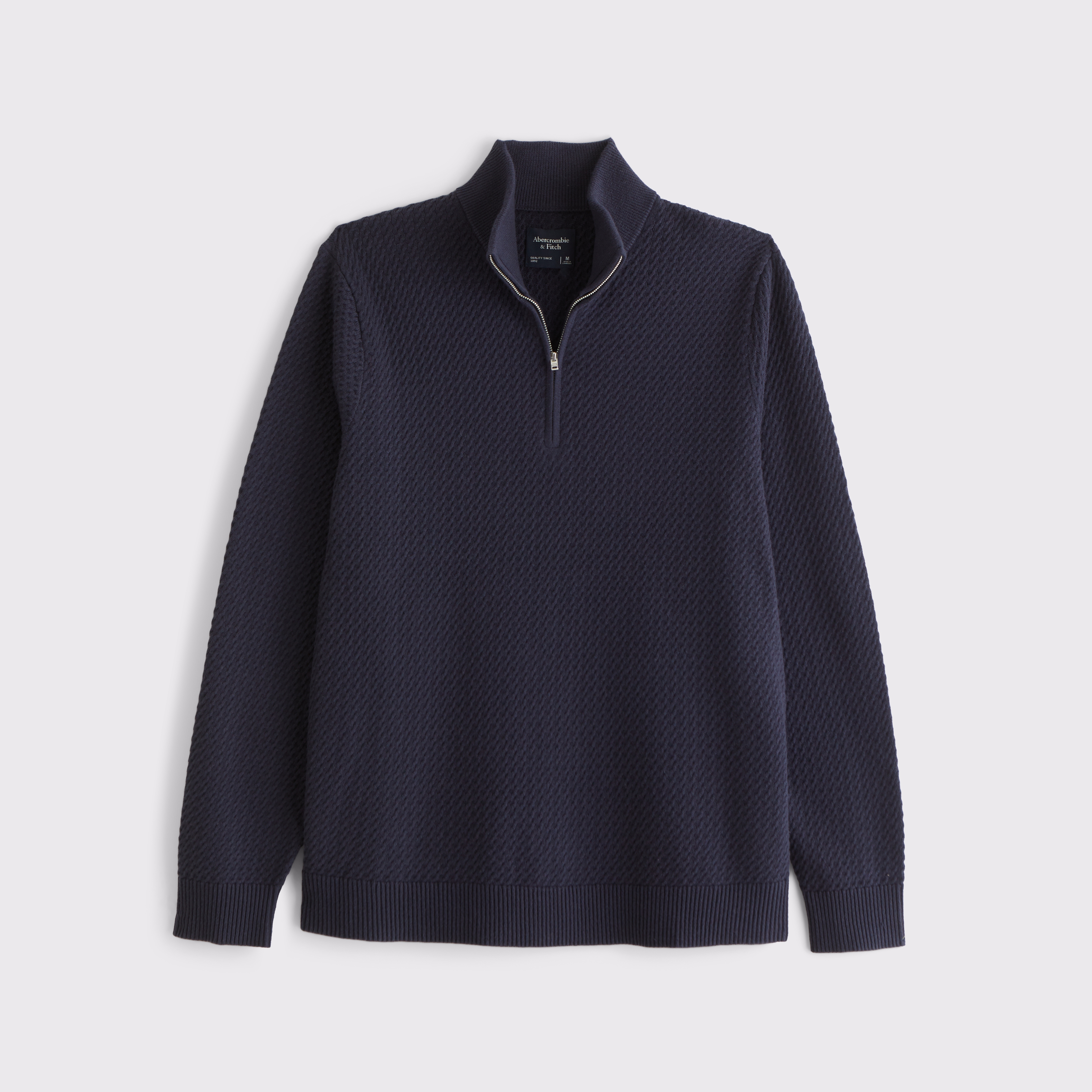 Abercrombie & Fitch Cable Quarter-zip Sweater In Blue