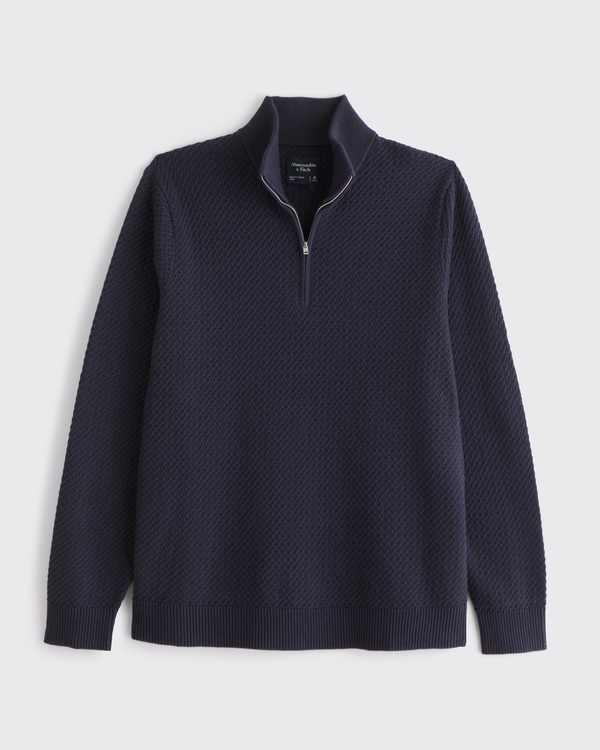 Cable Quarter-Zip Sweater, Navy view 1