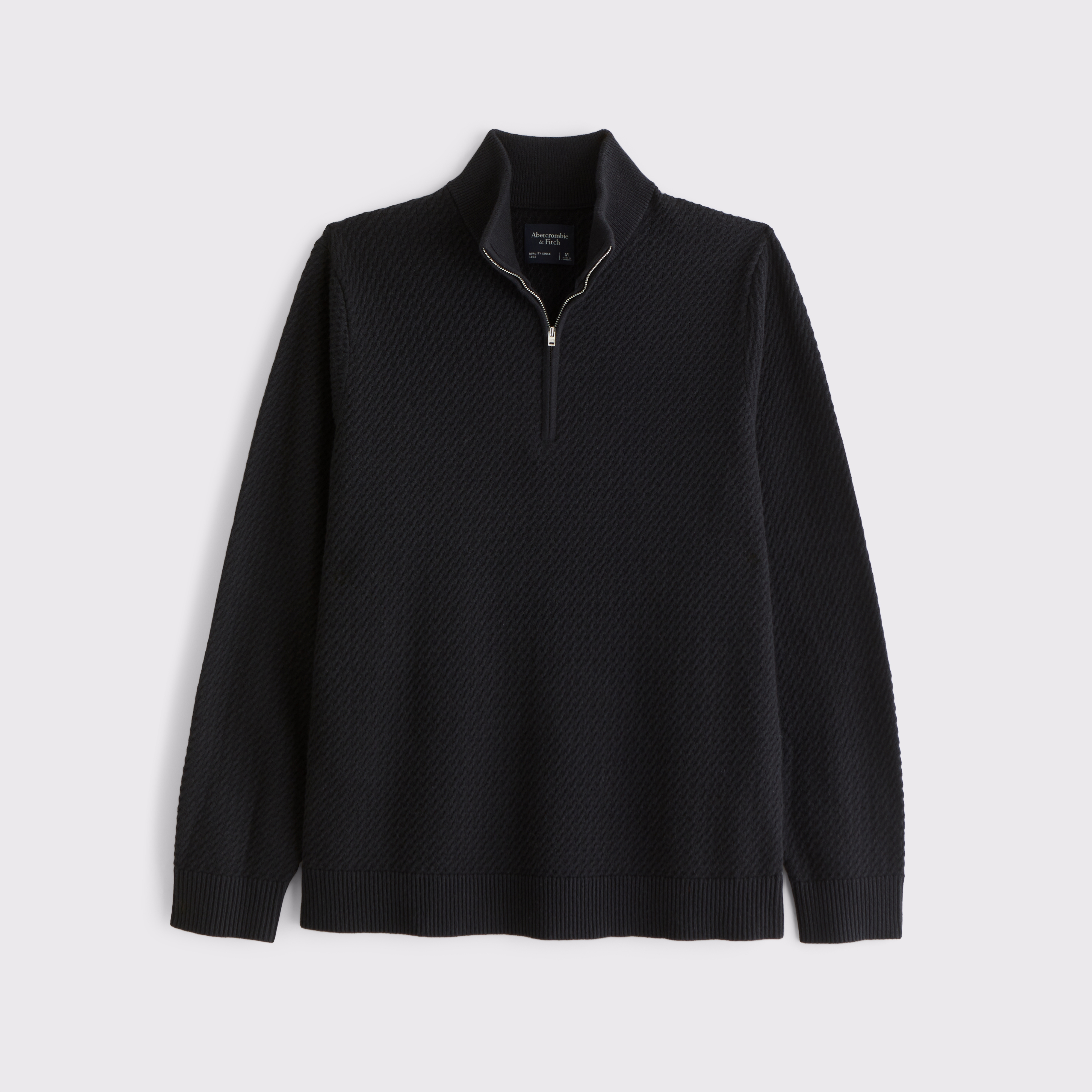 Abercrombie & Fitch Cable Quarter-zip Sweater In Black