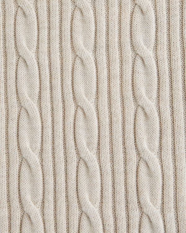 Merino Wool-Blend Cable Crew Sweater