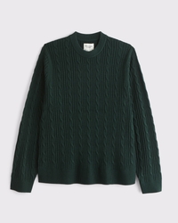 Merino Wool-Blend Cable Crew Sweater