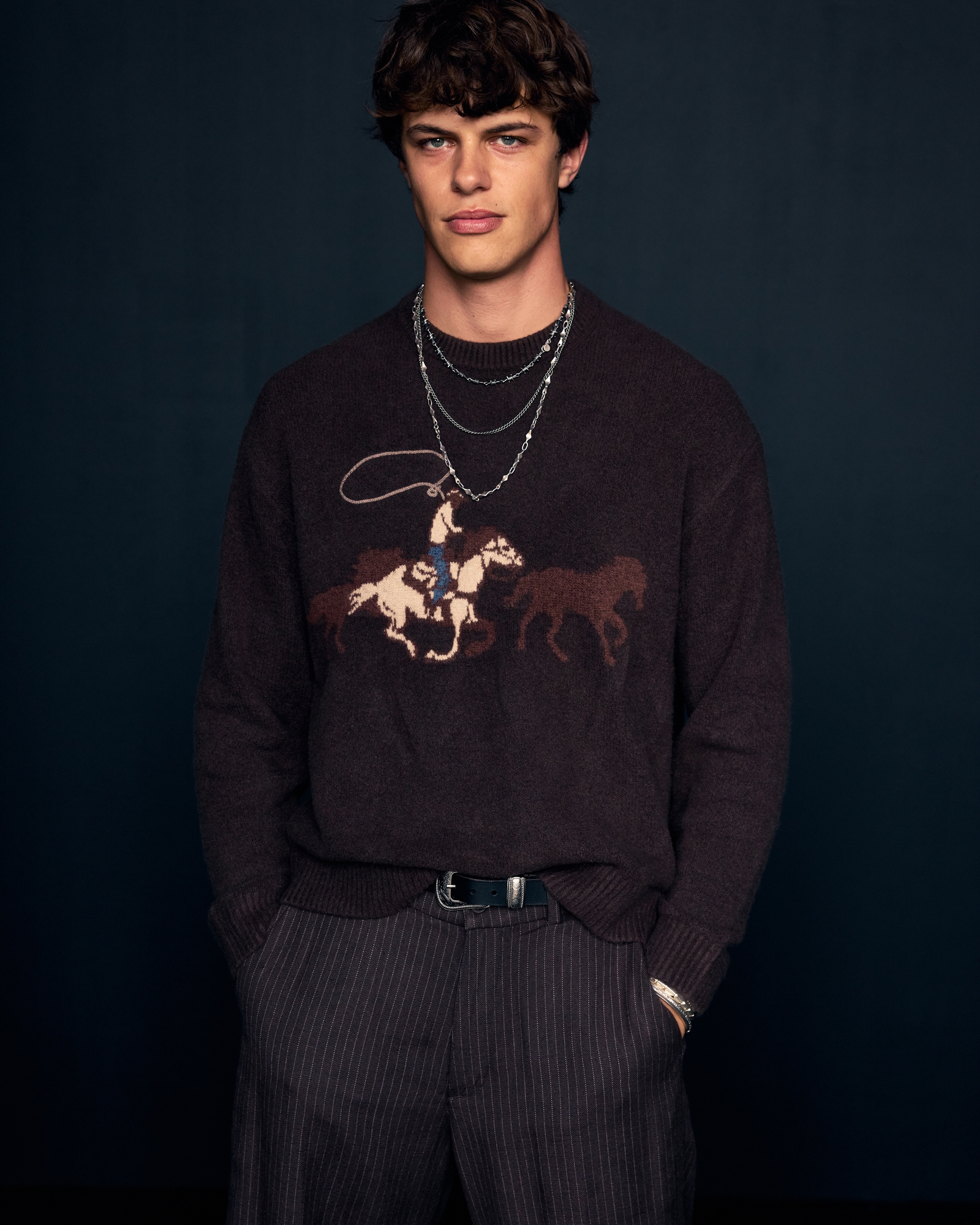 Oversized Holiday Graphic Crew Sweater