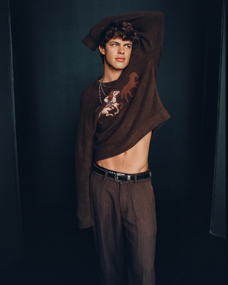 Oversized Western Graphic Crew Sweater