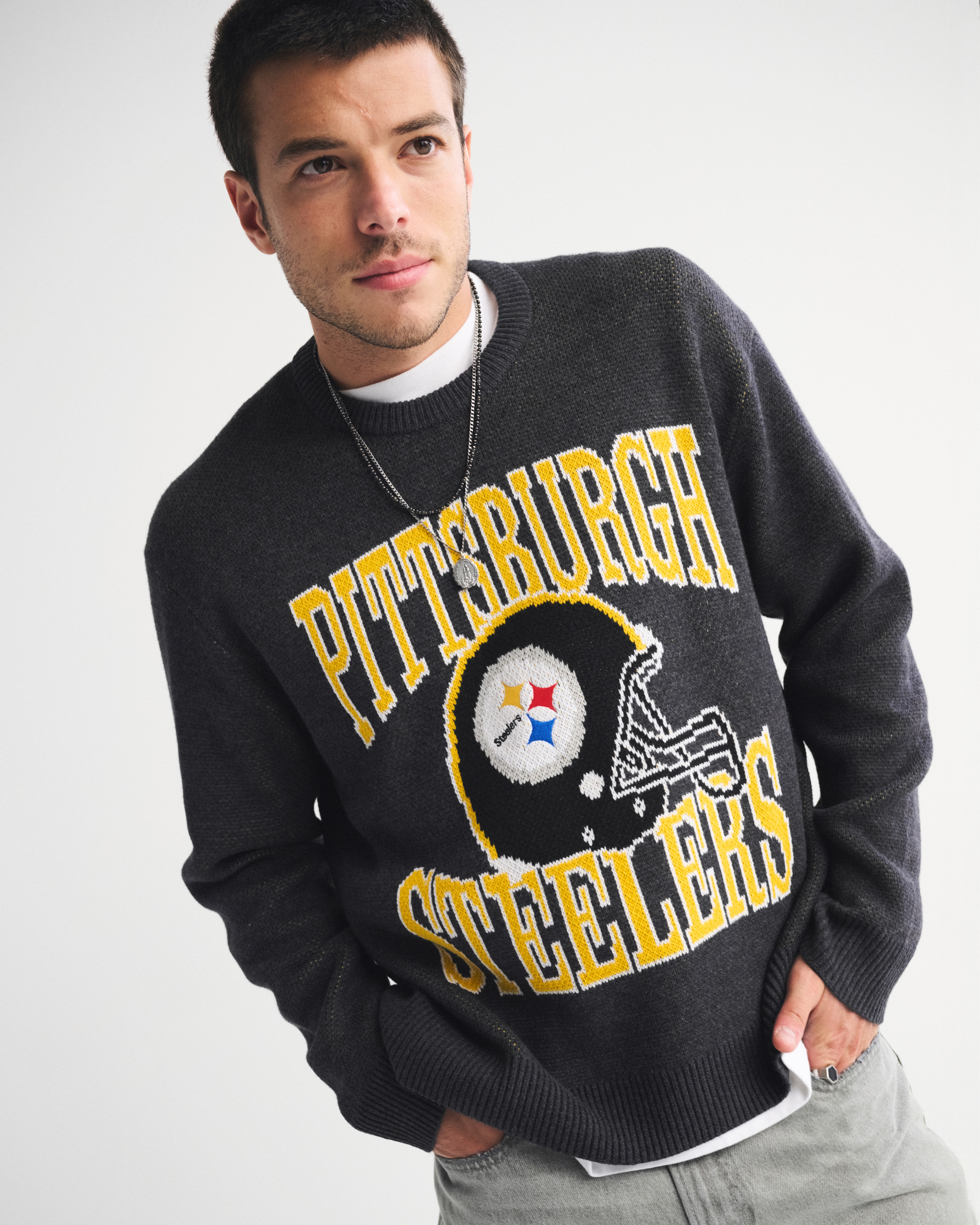 Abercrombie & Fitch Pittsburgh Steelers Crew Sweater In Blue