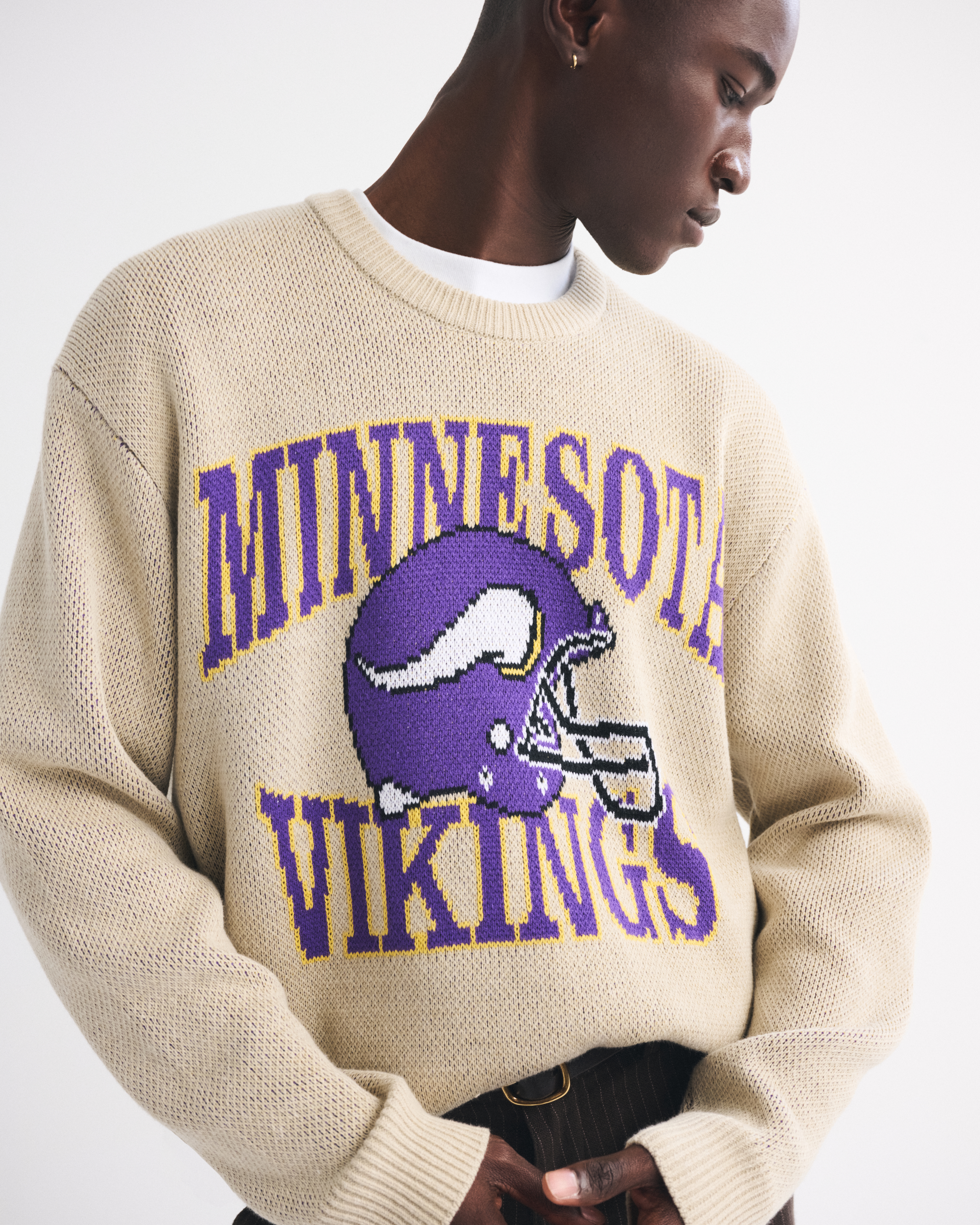 Abercrombie & Fitch Minnesota Vikings Crew Sweater In Blue
