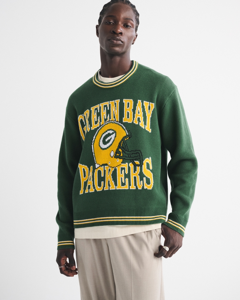 Men's Green Bay Packers Crew Sweater in Green-Packers | Size XXXL | Abercrombie & Fitch