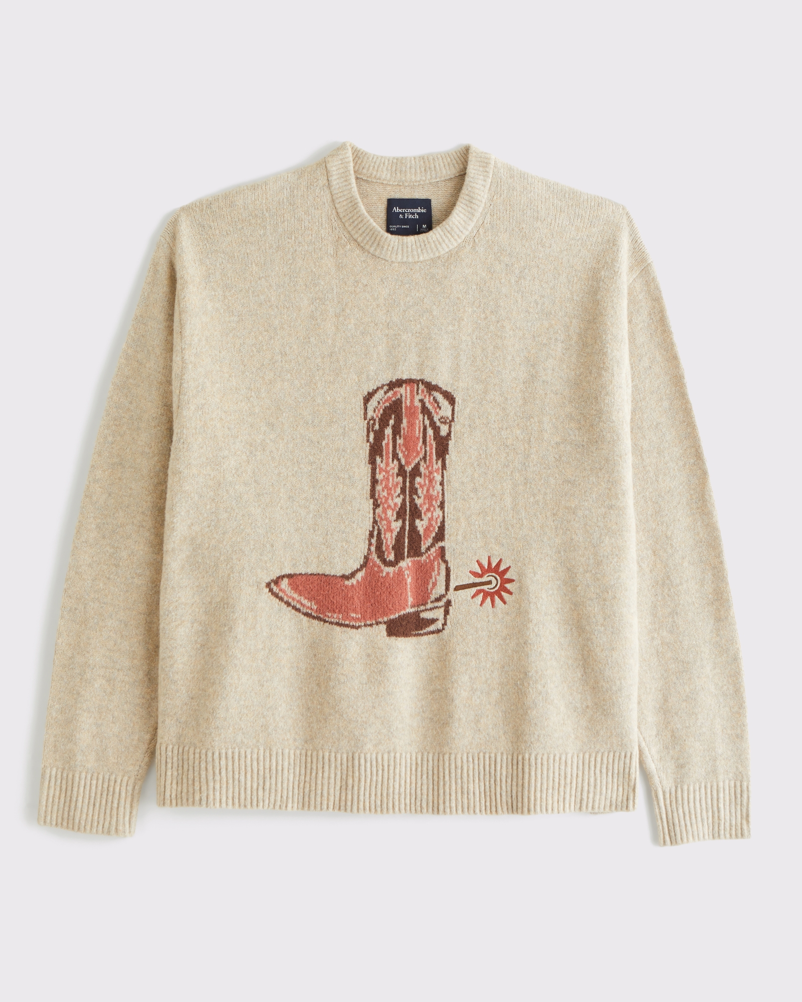 Oversized Western Graphic Crew Sweater