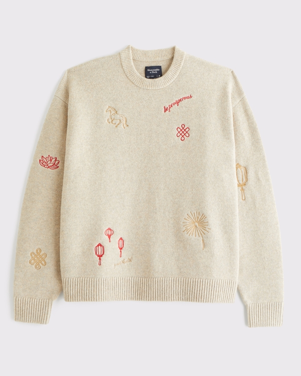 Lunar New Year Crew Sweater, Oatmeal view 1